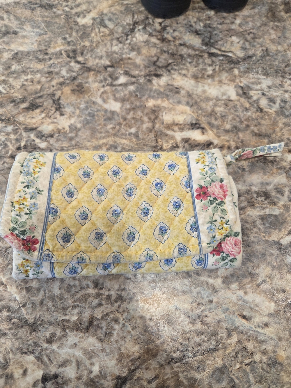 Vera Bradley Yellow Quilted Floral Wristlet